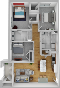 C1 - Three Bedroom / Two Bath 1,218 Sq.Ft.*